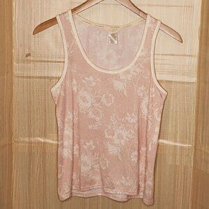 Lucky Brand Womens Pink White Floral Super Soft Tank Top Medium